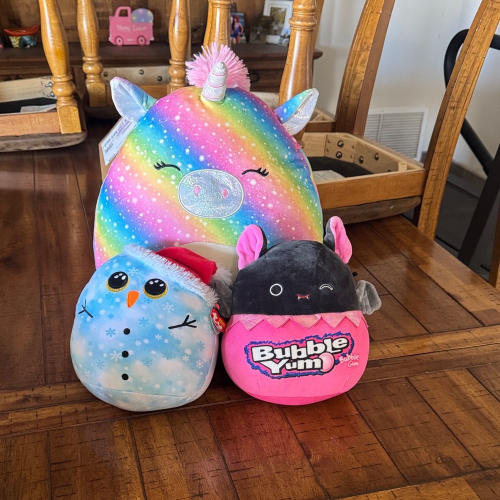 Rainbow Unicorn Plush Squishmallow (with Two Small Friends)
